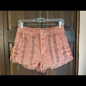 Free People washed denim shorts